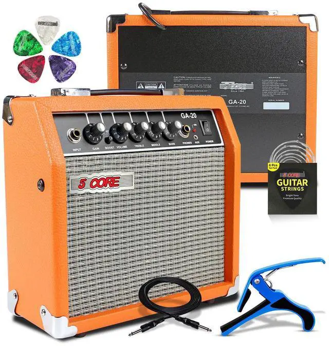 Main image of 5 Core Guitar Amp 20W Electric Bass Acoustic Portable Amplifier Practice Amplificador - Orange