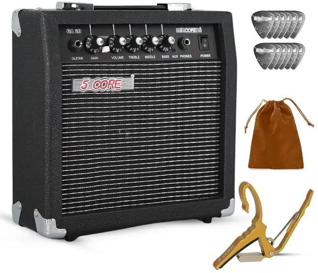 Main image of 5 Core Guitar Amp 20W Electric Portable Mini Amplifier with Built in 6.5" Speaker Aux Headphone Jack - Black