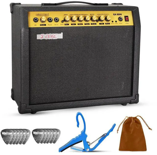 Main image of 5 Core Guitar Amp 80W Electric Amplifier with Built in 10" Speaker Portable Mini Practice Amps - Black