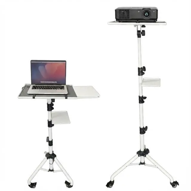 Main image of 5 Core Projector Stand 29.5 to 71 Inch Adjustable Tripod 2 Shelves Portable Laptop Cart with Phone Holder - White