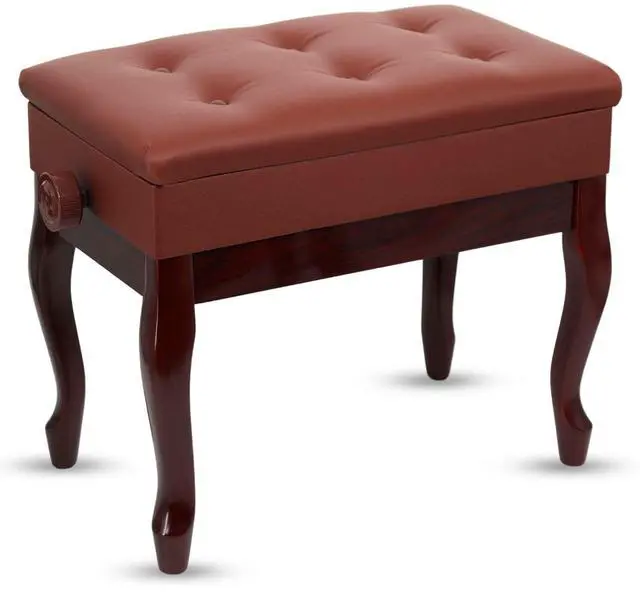Main image of 5 Core PNB WD HD CHRY Piano Bench 3" Padded Cushioned Stool Wooden Heavy Duty Adjustable Musician Chair with Storage - Red
