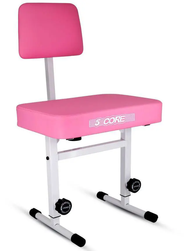 Main image of 5 Core PNB B-REST PNK Piano Bench 3" Padded Cushioned Stool with Backrest Heavy Duty Musician Chair Height Adjustable - Pink