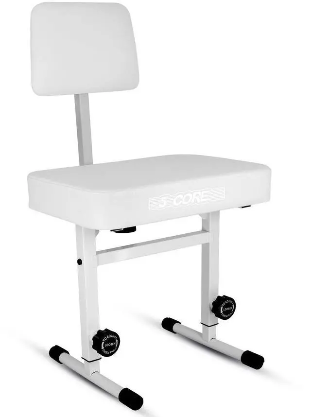 Main image of 5 Core PNB B-REST WH Piano Bench 3" Padded Cushioned Stool with Backrest Heavy Duty Musician Chair Height Adjustable - White