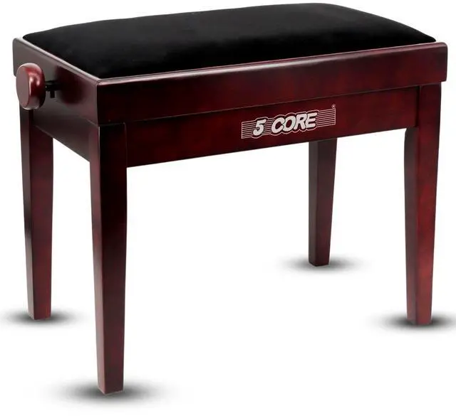 Main image of 5 Core Adjustable Piano Bench Thick 3.25" Solid Wood Keyboard Stool Heavy Duty Musician Chair - Black