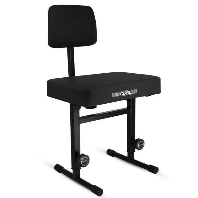 Main image of 5 Core PNB B-REST BLK Piano Bench 3" Padded Cushioned Stool with Backrest Heavy Duty Musician Chair Height Adjustable - Black