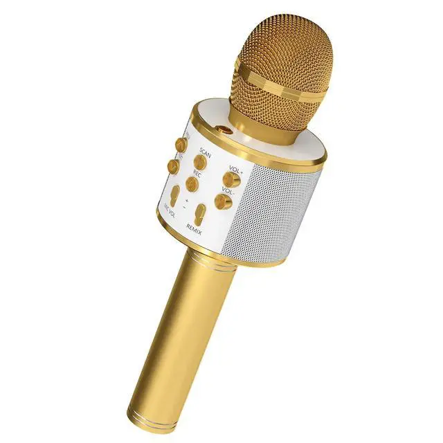 Main image of 5 Core Microphone Wireless Karaoke Mic With Speaker 3 in 1 Portable Bluetooth Inalambrico - Gold
