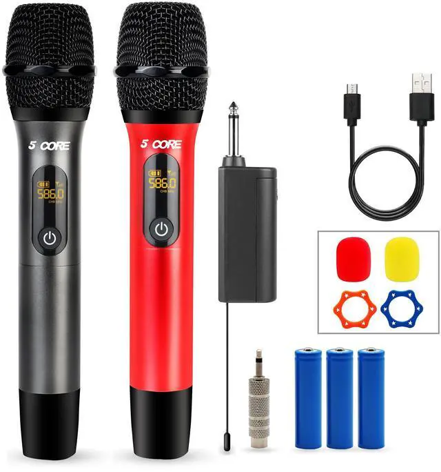 Main image of 5 Core WM UHF 02 Wireless Microphones Pair UHF Professional Handheld Inalambricos Dual Cordless Mic System for Karaoke Singing Wedding DJ Party Speech Church - Multicolor