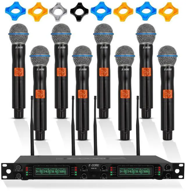 Main image of 5 Core WM UHF HM Wireless Microphones 8 Channel Dynamic Karaoke Professional UHF Singing Mic System Handheld Cordless Inalambricos for Singer DJ Church - Black