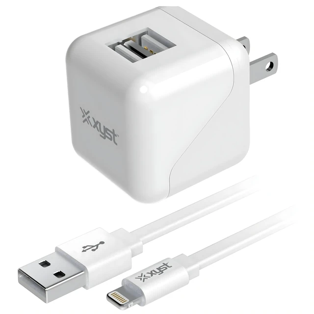 Main image of Xyst 2.4-Amp Dual USB Wall Charger With 4Ft Lightning Cable - White