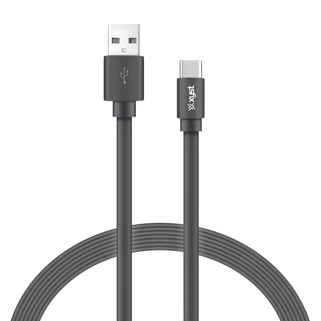 Main image of Xyst Charge and Sync USB to USB-C Flat Cable 4Ft Black - Black