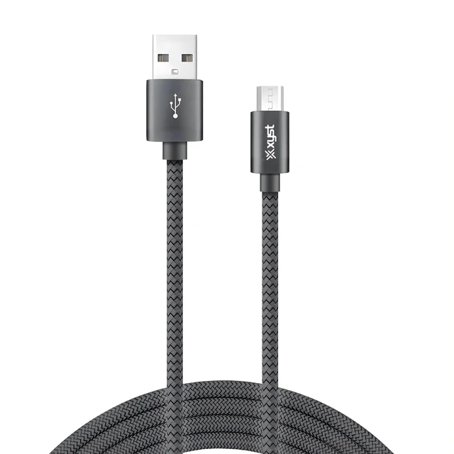 Main image of Xyst Charge and Sync USB to Micro USB Braided Cable 10Ft Black - Black
