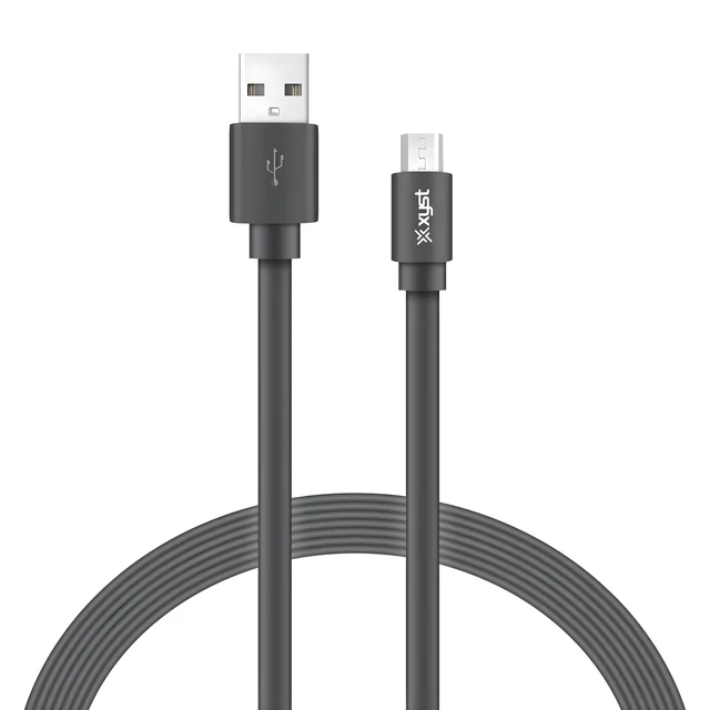 Main image of Xyst Charge and Sync USB to Micro USB Flat Cable 4Ft Black - Black