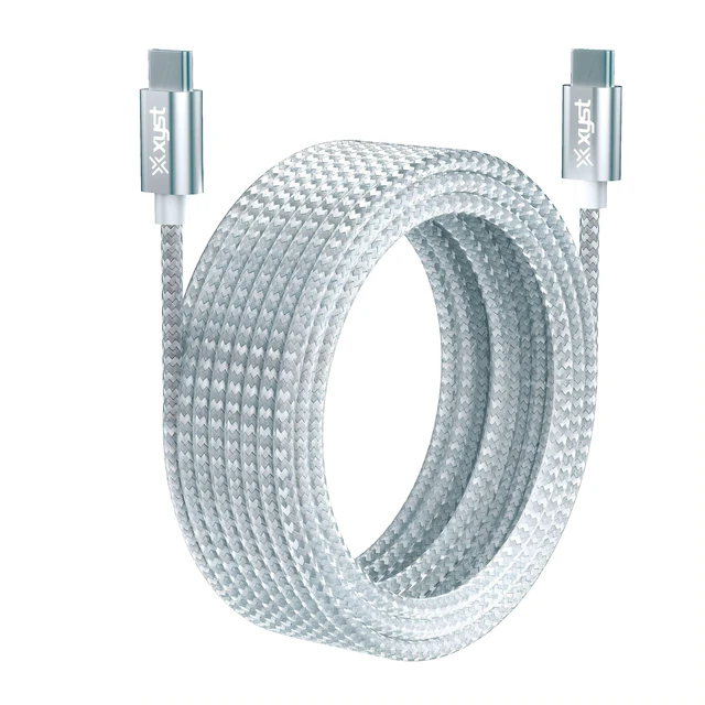Main image of Xyst Braided USB-C to USB-C Charge and Sync Cable 10Ft - Silver