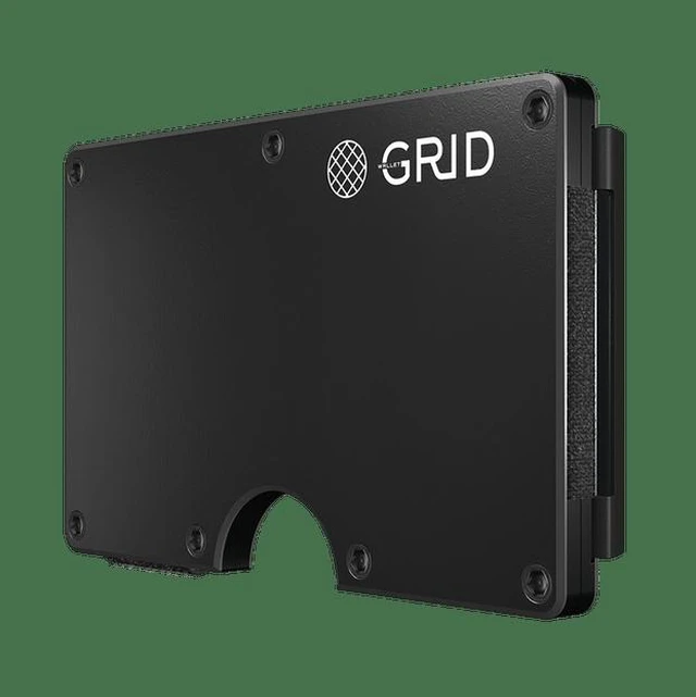 Main image of GRID Wallet Gunmetal Aluminum Money Clip Wallet, Slim Metal RFID Card Holder, Minimalist Front Pocket Wallet - Gunmetal