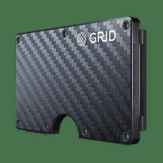 Main image of GRID Wallet Carbon Fiber Money Clip Wallet, Slim RFID Card Holder, Lightweight Minimalist Front Pocket Wallet - Carbon Fiber
