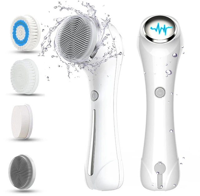 Main image of Tesco Facial Cleansing Brush, Brush for Exfoliating, IPX7 Waterproof 3 in 1 for Massaging, Deep Cleansing Rechargeable with 4 Brush Head Replacements, White