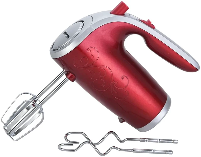 Main image of Better Chef 5-Speed 150-Watt Hand Mixer Metallic W/Silver Accents And Storage Clip - Red