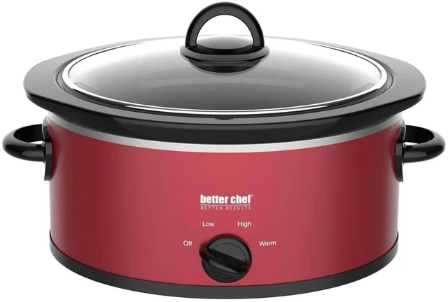 Main image of Better Chef 3-Quart Oval Slow Cooker Metallic - Red