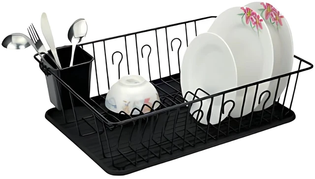 Main image of Better Chef 16-Inch Pvc (Anti-Bacterial) Coated Metal Dish Rack Drain Tray - Black