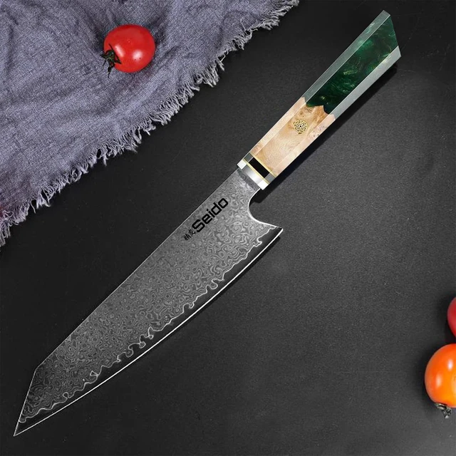Alt view image 2 of 4 - Seido Knives Kiritsuke Damascus Japanese Chef Knife - Green