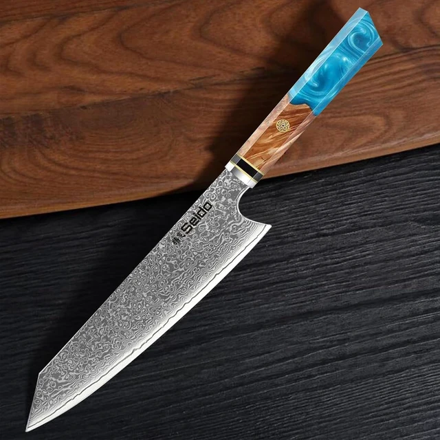 Alt view image 3 of 4 - Seido Knives Kiritsuke Damascus Japanese Chef Knife - Sky Blue