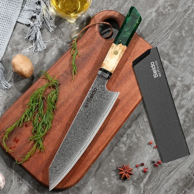 Alt view image 3 of 4 - Seido Knives Kiritsuke Damascus Japanese Chef Knife - Green