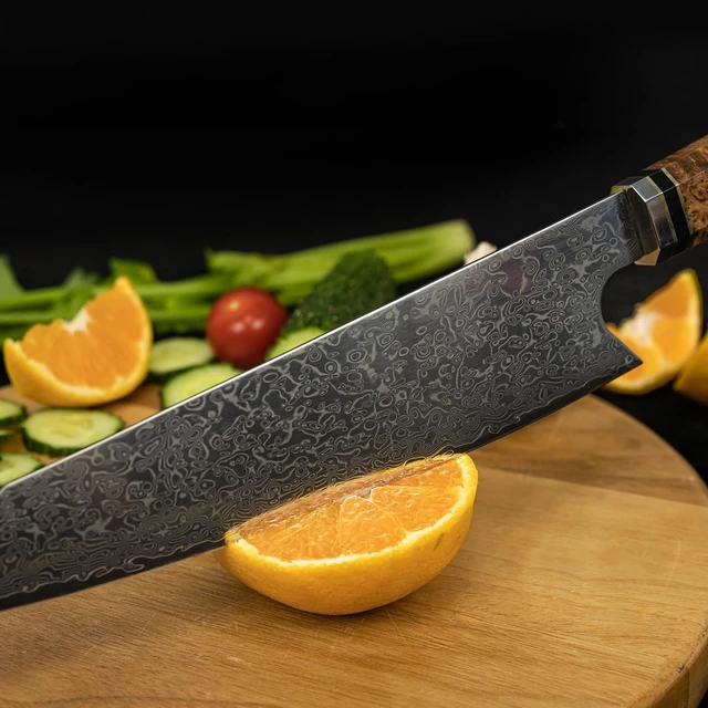 Alt view image 4 of 4 - Seido Knives Kiritsuke Damascus Japanese Chef Knife - White