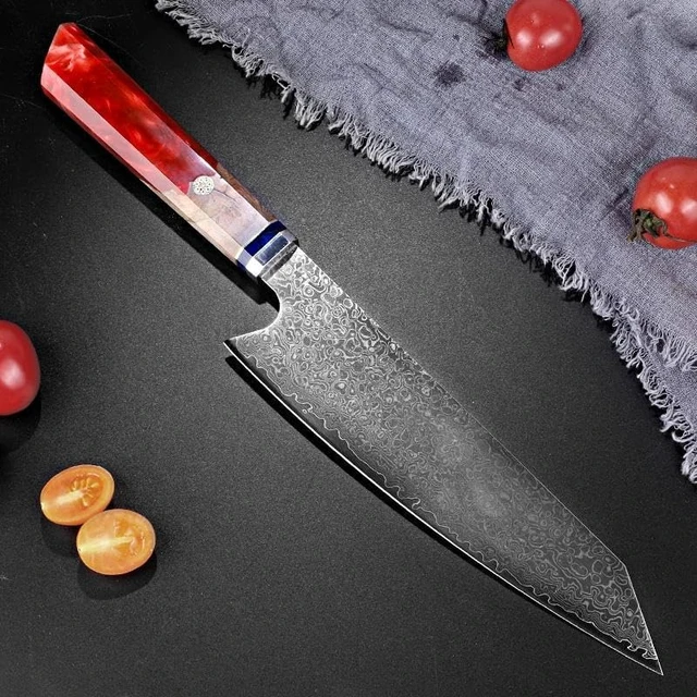 Alt view image 3 of 3 - Seido Knives Kiritsuke Damascus Japanese Chef Knife - Red