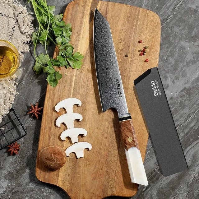 Alt view image 2 of 4 - Seido Knives Kiritsuke Damascus Japanese Chef Knife - White