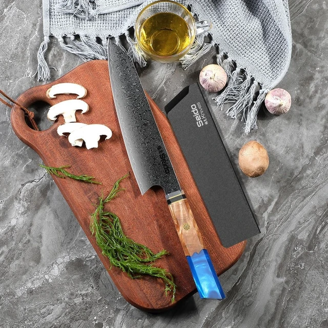 Alt view image 2 of 4 - Seido Knives Kiritsuke Damascus Japanese Chef Knife - Sapphire Blue