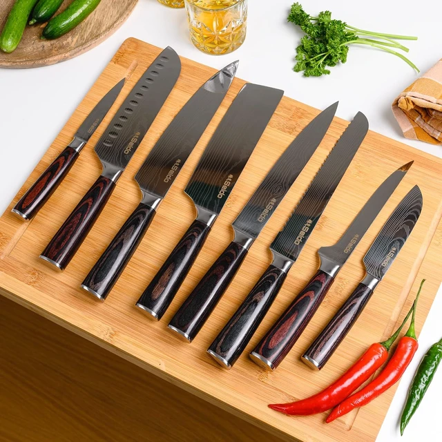 Alt view image 3 of 4 - Seido Knives Japanese Master Chef Knife Set 8-Piece - Brown, Silver