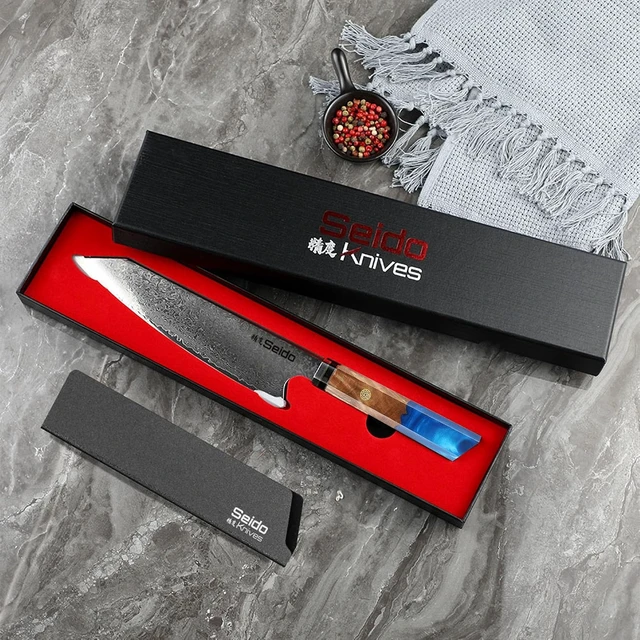 Alt view image 4 of 4 - Seido Knives Kiritsuke Damascus Japanese Chef Knife - Sapphire Blue