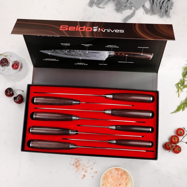 Alt view image 4 of 4 - Seido Knives Japanese Master Chef Knife Set 8-Piece - Brown, Silver