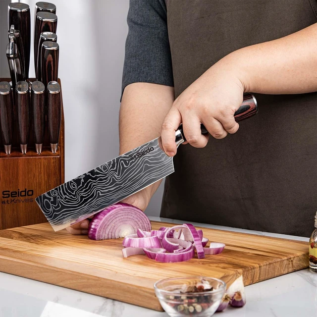 Alt view image 2 of 4 - Seido Knives 5-Piece Japanese Master Chef Knife Set - Brown