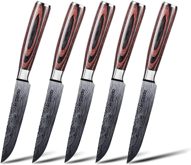 Main image of Seido Knives Straight-Edge Steak Knives, 5-Piece - Brown