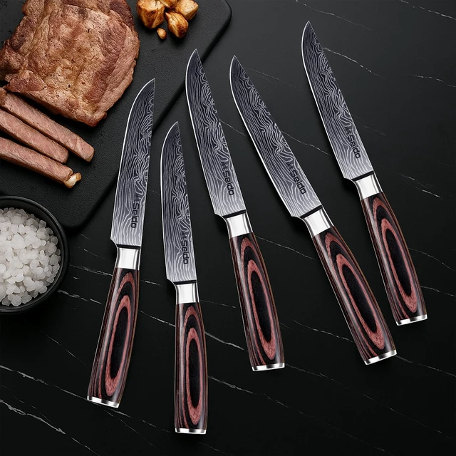 Alt view image 2 of 4 - Seido Knives Straight-Edge Steak Knives, 5-Piece - Brown