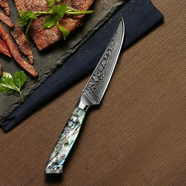 Alt view image 3 of 4 - Seido Knives Awabi Straight Edge Steak Knives, 4-Piece - Resin Blue