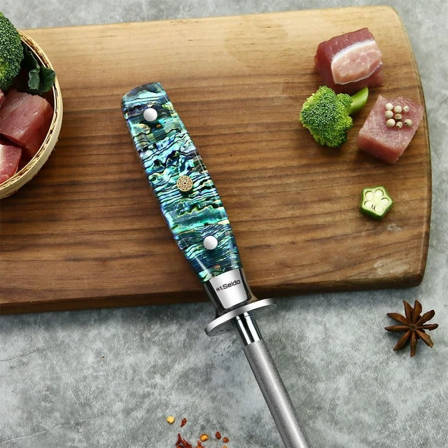 Alt view image 2 of 4 - Seido Knives Awabi 8" Honing Steel - Resin Blue