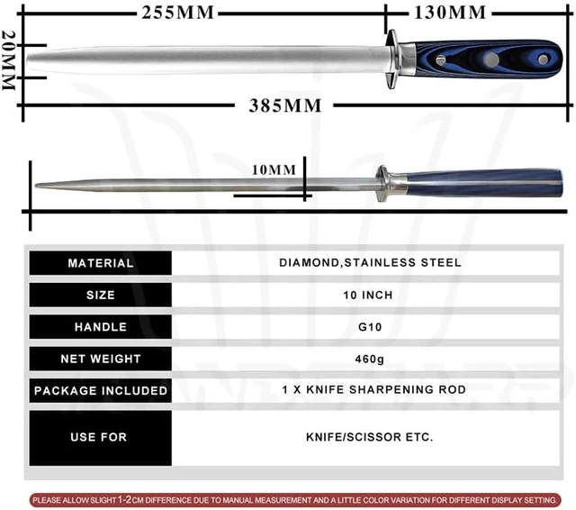 Alt view image 2 of 4 - Seido Knives Kanpeki 10" Diamond Sharpening Rod - Blue