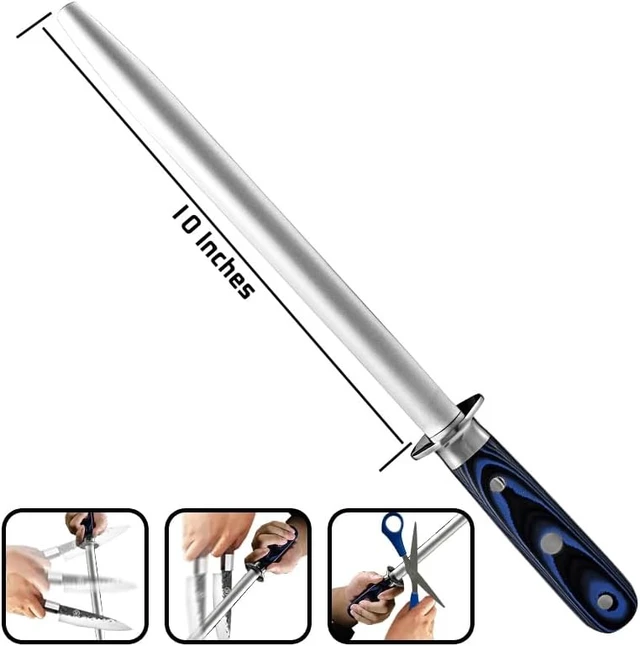Alt view image 4 of 4 - Seido Knives Kanpeki 10" Diamond Sharpening Rod - Blue