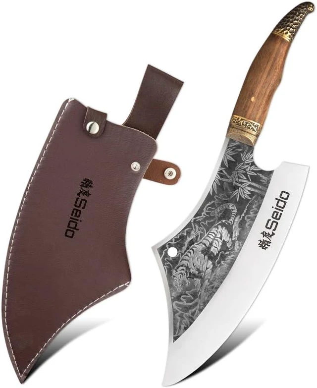 Main image of Seido Knives Tora Tsuki Cleaver Knife - Brown