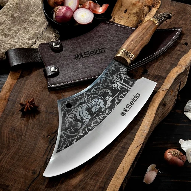 Alt view image 2 of 4 - Seido Knives Tora Tsuki Cleaver Knife - Brown