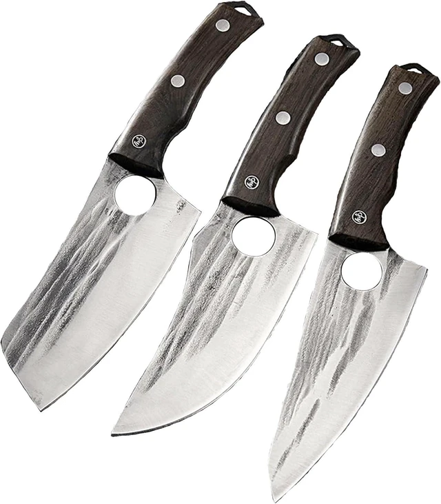 Main image of Seido Knives Torio 3-Piece Butcher Knife Set - Brown