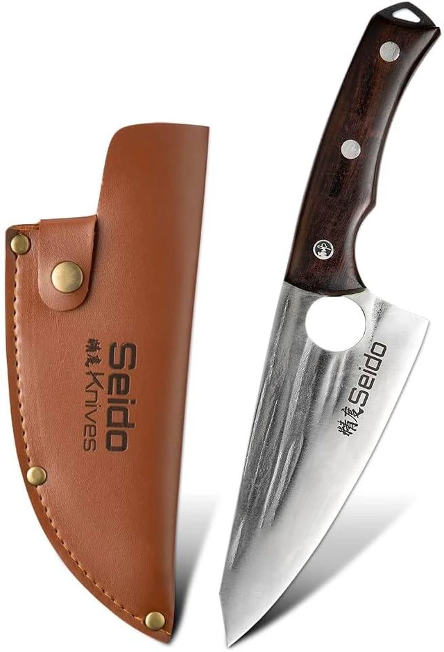 Alt view image 4 of 4 - Seido Knives Torio 3-Piece Butcher Knife Set - Brown