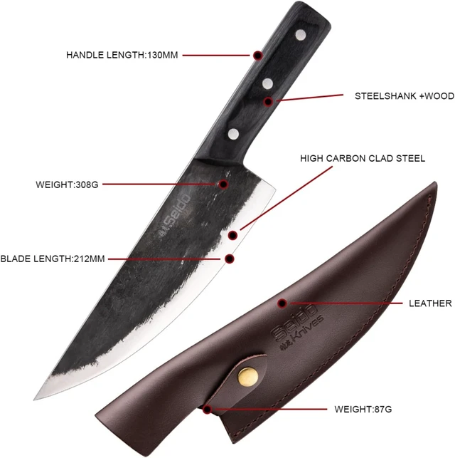 Alt view image 4 of 4 - Seido Knives Gyakusatsu Chef's Butcher Knife - Black