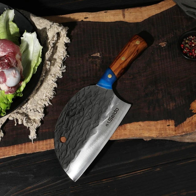 Alt view image 4 of 4 - Seido Knives Kaiyo Cleaver Knife - Silver-black Blade