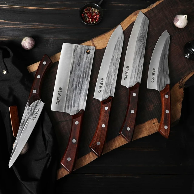Alt view image 2 of 4 - Seido Knives Caveman Butcher Knife Set, 5-Piece - Brown