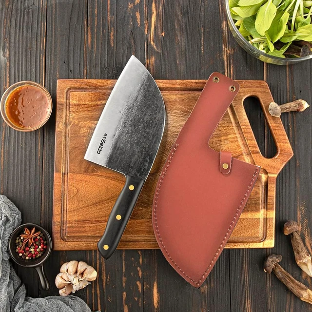 Alt view image 3 of 3 - Seido Knives Serbian Cleaver Knife - Black