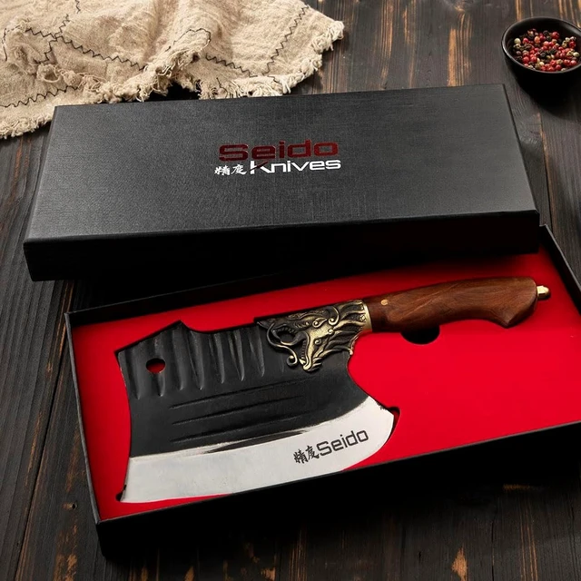 Alt view image 4 of 4 - Seido Knives Doragon Bone Cleaver Knife - Brown