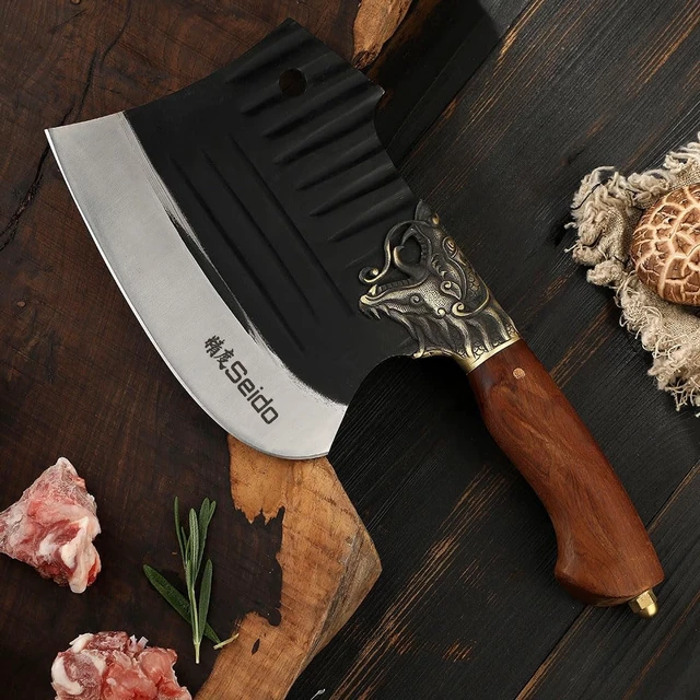 Alt view image 3 of 4 - Seido Knives Doragon Bone Cleaver Knife - Brown